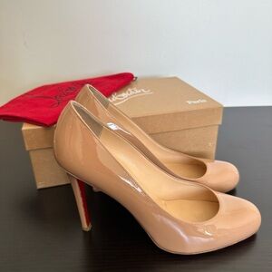 Authentic Christian Louboutin nude patent pumps 10mm height - barely worn